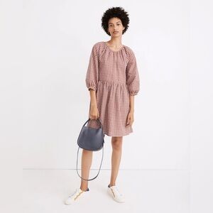 Madewell Women’s Size 10 Cotton Gingham Mini Dress‎ Red Blue